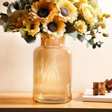 Homla, Tenno, wazon szlany, beżowy, 14,5-14,5-25,5 cm