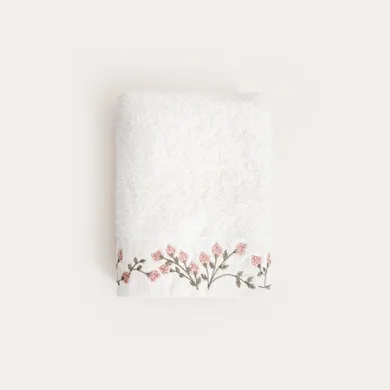 Homla, Tiana, ręcznik, z haftowanymi różowymi kwiatami, 50-90 cm