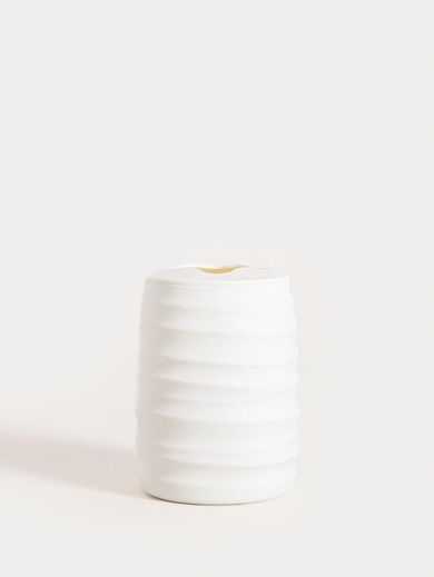 Homla, Torus, kubek łazienkowy, z tłoczeniem biały, 8,2-8,2-11 cm