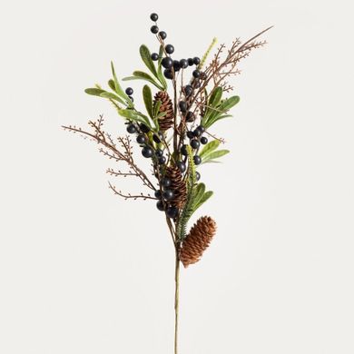 Homla, Tundra, gałązka sztuczna z szyszkami i głogiem, 60 cm