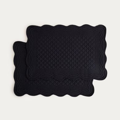 Homla, Vela, maty stołowe, czarne prostokątne z pikowaniem, 30-45 cm, 2 szt.
