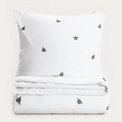 Homla, Zella, pościel, bawełniana z haftem w pszczoły, 140-200 cm