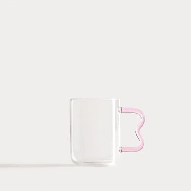 Homla, Zigra, szklanka, z falowanym różowym uchem, 0,4l