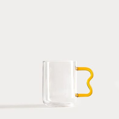 Homla, Zigra, szklanka, z falowanym żółtym uchem, 0,4l