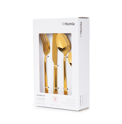 Homla,lugano, zestaw sztućców, złotych, 24 szt.