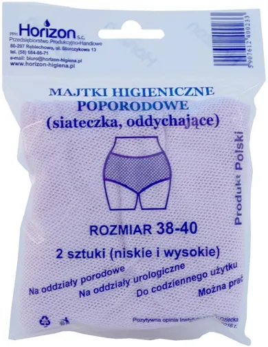 Horizon, siateczkowe majtki poporodowe, rozmiar 38-40, 2 szt.