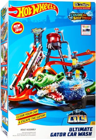 Hot Wheels, Mega Myjnia - Atak krokodyla, zestaw torów