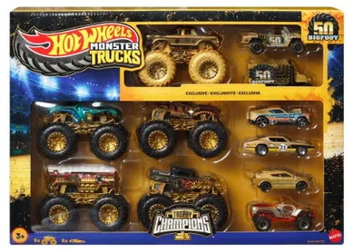 Hot Wheels, Monster Trucks, Bigfoot 50 rocznica, Monster Trucki i samochodziki, zestaw aut