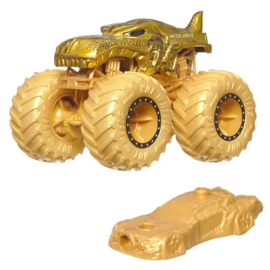 Hot Wheels, Monster Trucks, Mega Wrex, złoty pojazd, skala 1:64