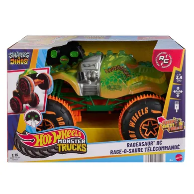 Hot Wheels, Monster Trucks, RC Rageasaur, pojazd zdalnie sterowany, skala 1:15