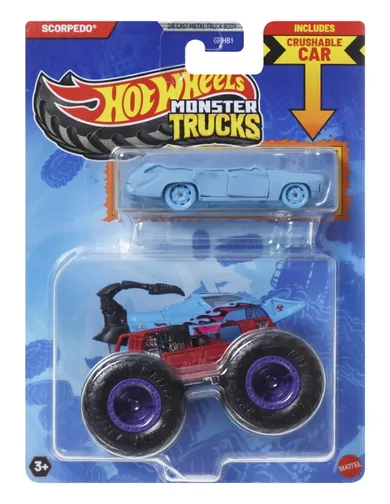 Hot Wheels, Monster Trucks, Scorpedo + autko Hot Wheels, dwupak, 1:64, JCG30