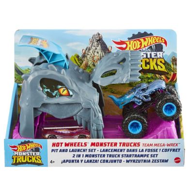 Hot Wheels, Monster Trucks, Wyrzutnia, mały zestaw z pojazdem Bone Shaker