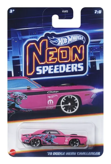 Hot Wheels, Neon Speeders, '70 Dodge Hemi Challenger, pojazd, 1:64, JBY98