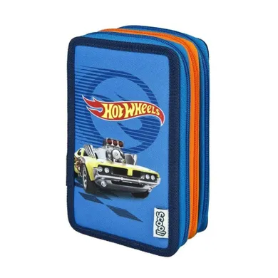 Hot Wheels, piórnik 3-komorowy, z wyposażeniem