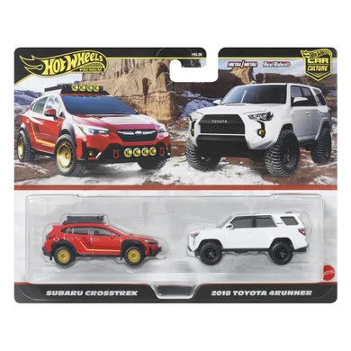 Hot Wheels, Premium, Kultowe auta, Subaru Crosstrek & 2018 Toyota 4Runner, zestaw 2 pojazdów, 1:64, JBK98
