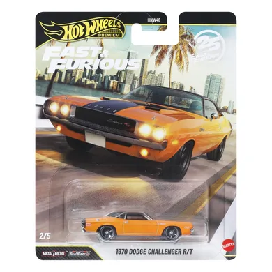 Hot Wheels, Szybcy i wściekli, 1970 Dodge Challenger R/T, pojazd Premium, 1:64, JHW64