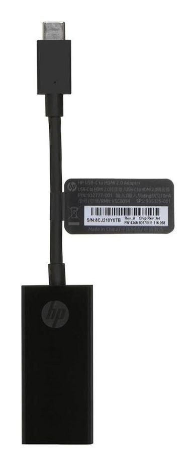 HP, przejściówka, USB-C to HDMI 2.0, adapter, czarna, 2PC54AA