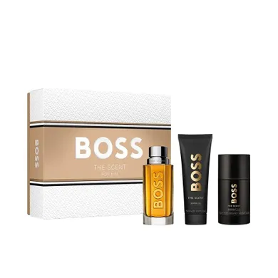 Hugo Boss, Boss The Scent For Him, zestaw: woda toaletowa, spray, 100 ml + dezodorant, sztyft, 75 ml + żel pod prysznic, 100 ml