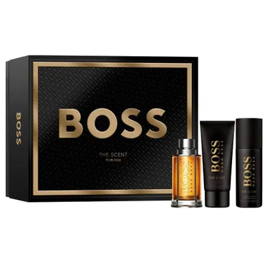 Hugo Boss, Boss The Scent For Man, zestaw: woda toaletowa, spray, 100 ml + dezodorant, spray, 150 ml + żel pod prysznic, 100 ml
