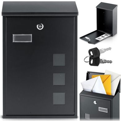 Humberg, skrzynka na listy, czarna, 39-25,5-12 cm, HM-864