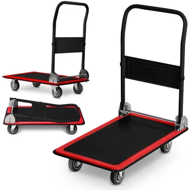 Humberg, wózek transportowy platformowy, czarno-czerwony