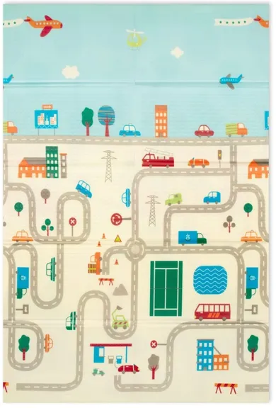 Humbi, dwustronna składana mata edukacyjna z pianki, Londyn, autobus, uliczki, miasto, 120-180-1 cm