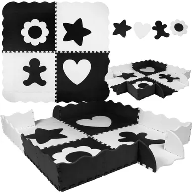 Humbi, kontrastowa piankowa mata edukacyjna, puzzle piankowe, kojec, 2w1, 120-120 cm