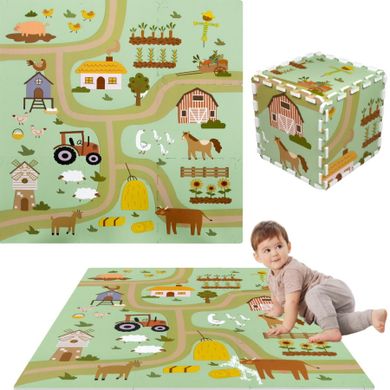 Humbi, mata piankowa, puzzle, wieś, 90-90 cm