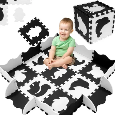 Humbi, mata piankowa, puzzle, zwierzęta, czarno-białe, 120-120 cm
