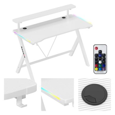 Huzaro, Hero 1.9, biurko gamingowe, białe, RGB, 120 cm