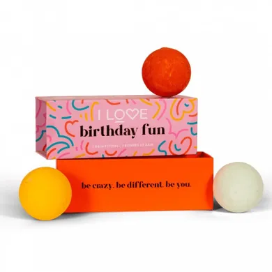 I Love, Birthday Fun, zestaw kul do kąpieli, 3-150g