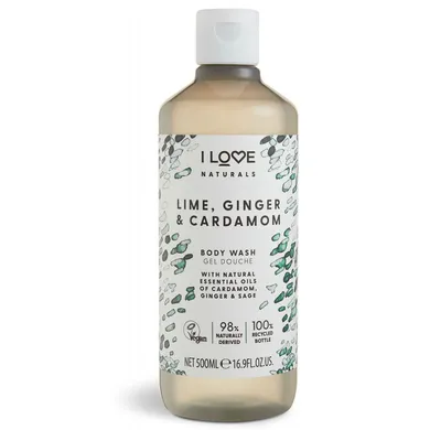 I Love, Naturals Body Wash, żel pod prysznic, Lime Ginger & Cardamon, 500 ml