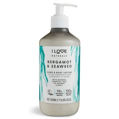 I Love, Naturals Hand & Body Lotion, balsam do ciała i rąk, Bergamot & Seaweed, 500 ml