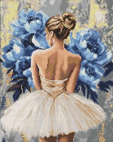 Ideyka, diamentowa mozaika, Baletnica z piwoniami, 40-50 cm