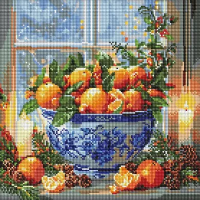 Ideyka, diamentowa mozaika, Cytrusy w wazonie, 40-40 cm