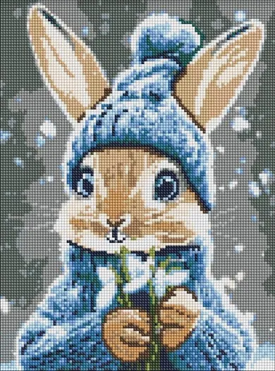 Ideyka, diamentowa mozaika, Królik z przebiśniegami, 30-40