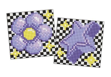 Ideyka, diamentowa mozaika na naklejce, Fioletowy kwiat i gwiazda