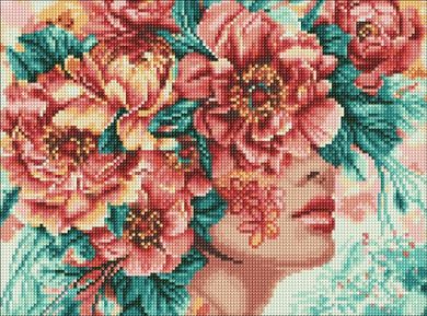 Ideyka, diamentowa mozaika, Romantyzm kwiatów, 30-40 cm