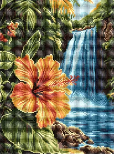 Ideyka, diamentowa mozaika, Tropikalny wodospad, 3040 cm