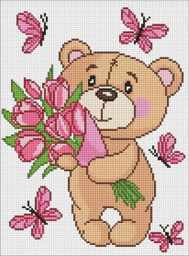 Ideyka, diamentowa mozaika, Uroczy pluszowy miś, 30-40 cm