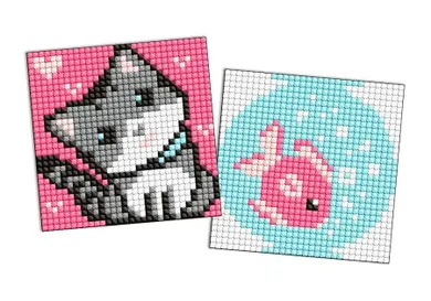 Ideyka, Kids, haft diamentowy, magnetyczny, Ryba i kotek, 9-9 cm