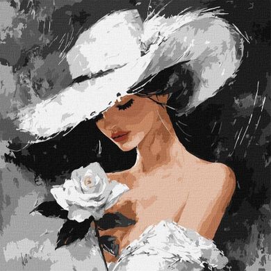 Ideyka, malowanie po numerach, Biała róża, 40-40 cm
