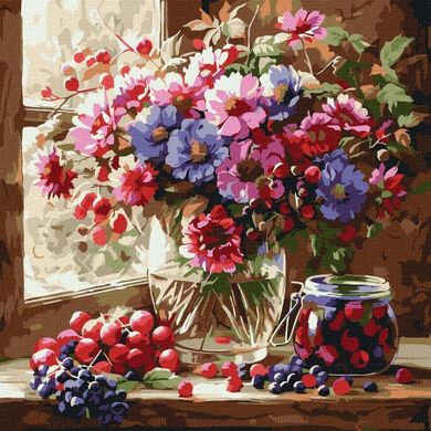 Ideyka, malowanie po numerach, bukiet i owoce, 40-40 cm