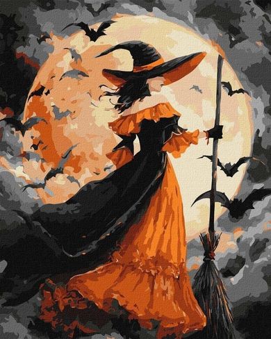 Ideyka, malowanie po numerach, Czarownica przy księżycu, 40-50 cm