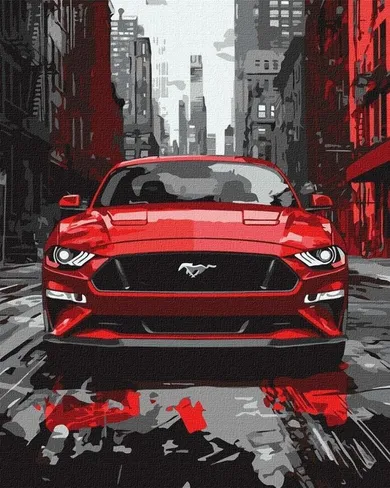Ideyka, malowanie po numerach, Czerwony mustang, 40-50 cm