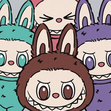 Ideyka, malowanie po numerach, Ekipa Labubu, 25-25 cm