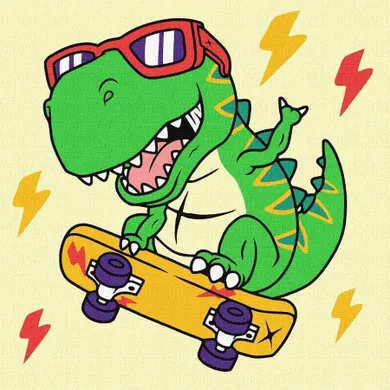 Ideyka, malowanie po numerach, Fajny dinozaur