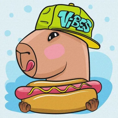 Ideyka, malowanie po numerach, Kapibara i hot dog Kids