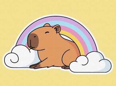 Ideyka, malowanie po numerach, Kapibara i tęcza