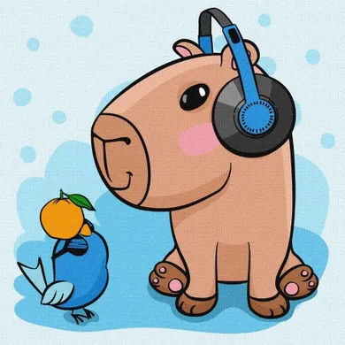 Ideyka, malowanie po numerach, Kapibara w słuchawkach